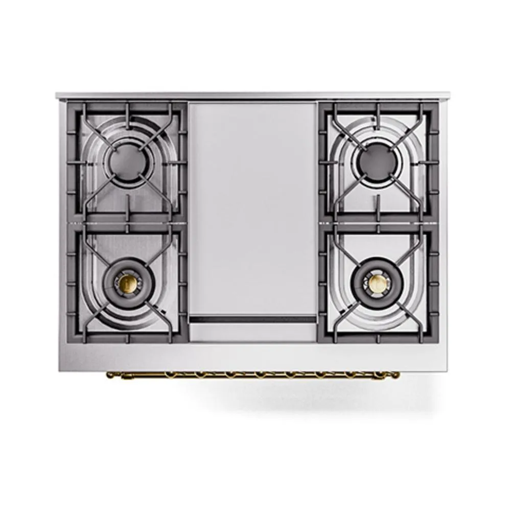Ilve UN36FNMPRAGLP Ilve Un36Fnmpraglp Nostalgie Ii Noblesse 36" Dual Fuel Range (Liquid Propane, Triple Glass Door, Ral, Brass)