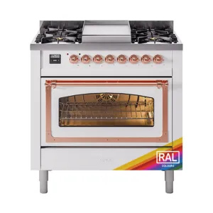 Ilve UN36FNMPRAPLP Ilve Un36Fnmpraplp Nostalgie Ii Noblesse 36" Dual Fuel Range (Liquid Propane, Triple Glass Door, Ral, Copper)