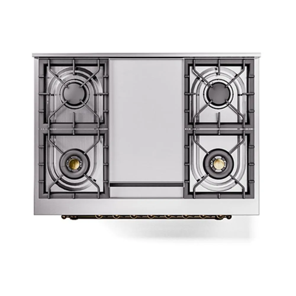 Ilve UN36FNMPSSB Ilve Un36Fnmpssb Nostalgie Ii Noblesse 36" Dual Fuel Range (Natural Gas, Triple Glass Door, Stainless Steel, Burnished)