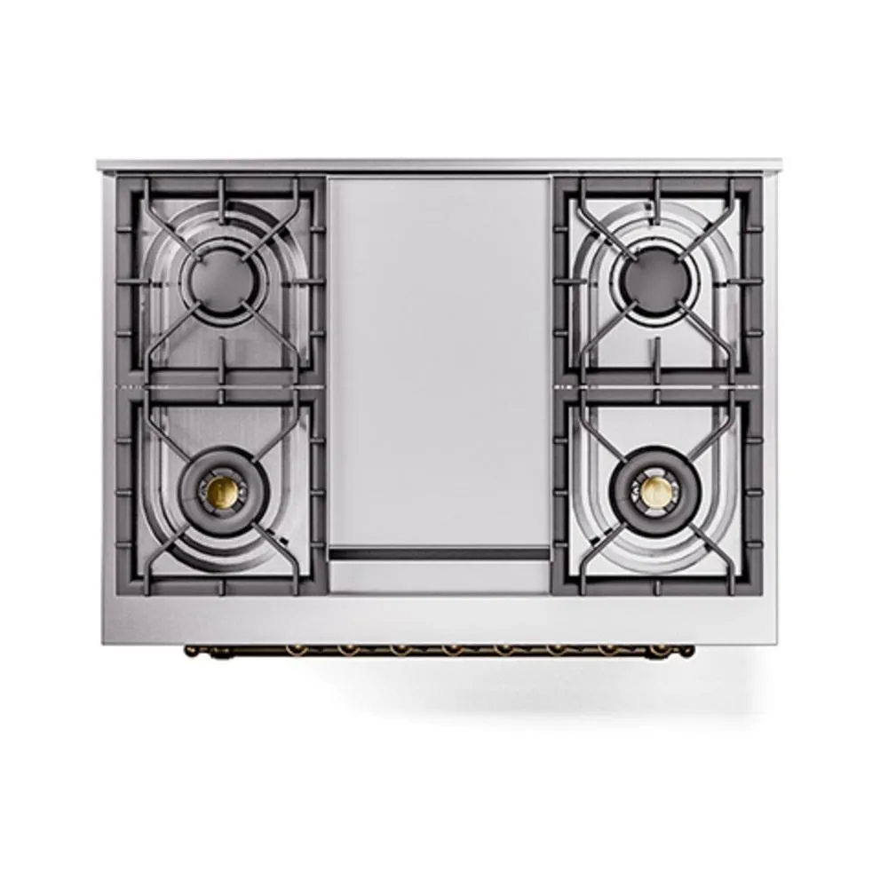 Ilve UN36FQNMPAWBLP Ilve Un36Fqnmpawblp Nostalgie Ii Noblesse 36" Dual Fuel Range (Liquid Propane, Solid Door, Antique White, Burnished)