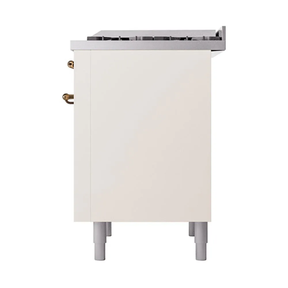 Ilve UN36FQNMPAWBLP Ilve Un36Fqnmpawblp Nostalgie Ii Noblesse 36" Dual Fuel Range (Liquid Propane, Solid Door, Antique White, Burnished)