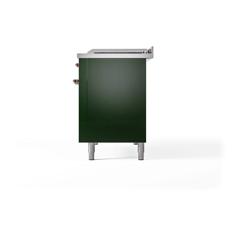 Ilve UN48FQNMPEGPLP Ilve Un48Fqnmpegplp Nostalgie Ii Noblesse 48" Dual Fuel Range (8 Sealed Burners   Griddle, Liquid Propane, Solid Door, Emerald Green, Copper)