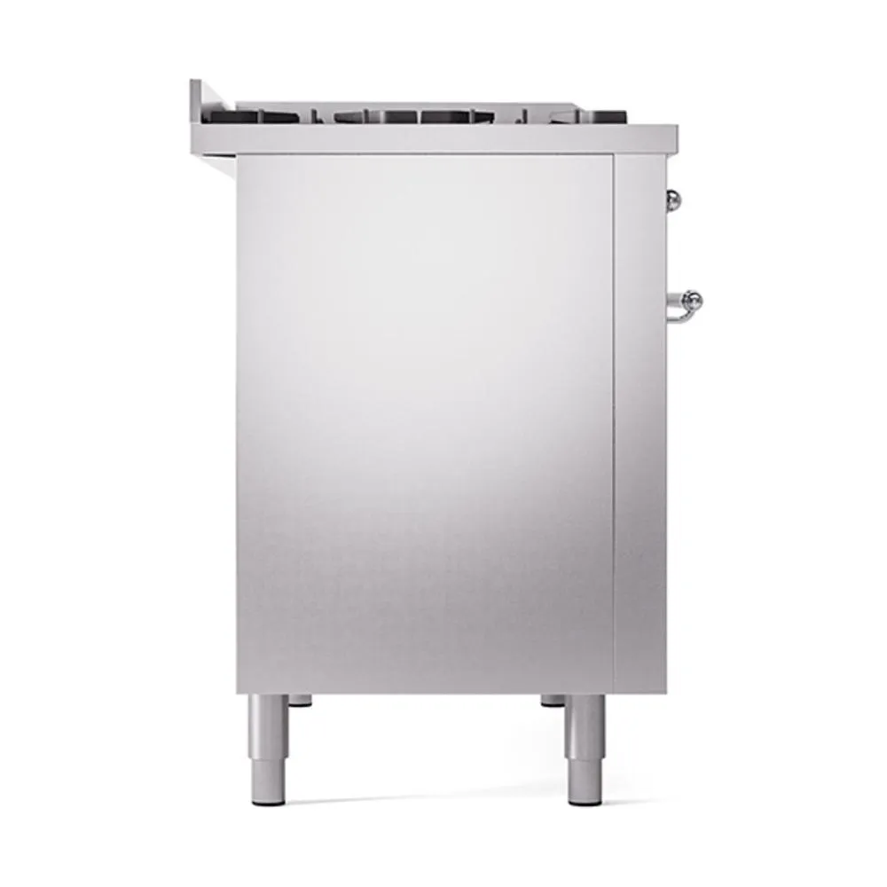 Ilve UN48FQNMPSSB Ilve Un48Fqnmpssb Nostalgie Ii Noblesse 48" Dual Fuel Range (8 Sealed Burners   Griddle, Natural Gas, Solid Door, Stainless Steel, Burnished)