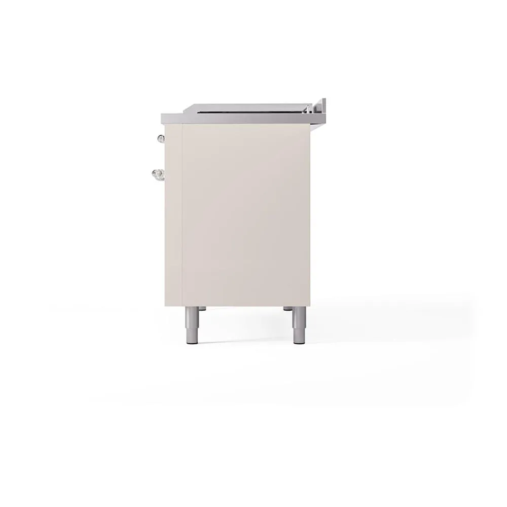 Ilve UN48FSQNMPAWCLP Ilve Un48Fsqnmpawclp Nostalgie Ii Noblesse 48" Dual Fuel Range (5 Sealed Burners   Griddle   French Top, Liquid Propane, Solid Door, Antique White, Chrome)