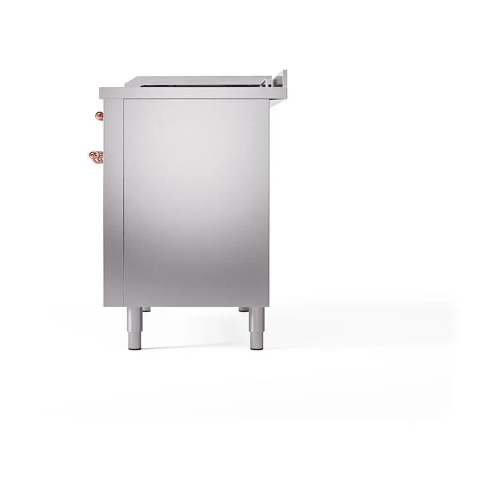 Ilve UN48FSQNMPSSPLP Ilve Un48Fsqnmpssplp Nostalgie Ii Noblesse 48" Dual Fuel Range (5 Sealed Burners   Griddle   French Top, Liquid Propane, Solid Door, Stainless Steel, Copper)