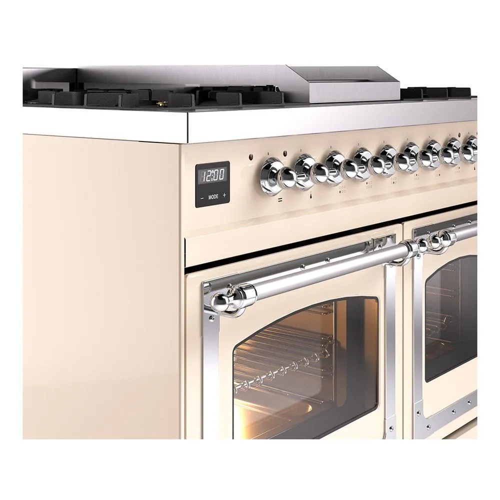 Ilve UND40FNMPAWC Ilve Und40Fnmpawc Nostalgie Ii Noblesse 40" Dual Fuel Range (Natural Gas, Triple Glass Door, Antique White, Chrome)