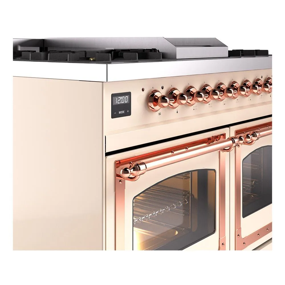 Ilve UND40FNMPAWPLP Ilve Und40Fnmpawplp Nostalgie Ii Noblesse 40" Dual Fuel Range (Liquid Propane, Triple Glass Door, Antique White, Copper)