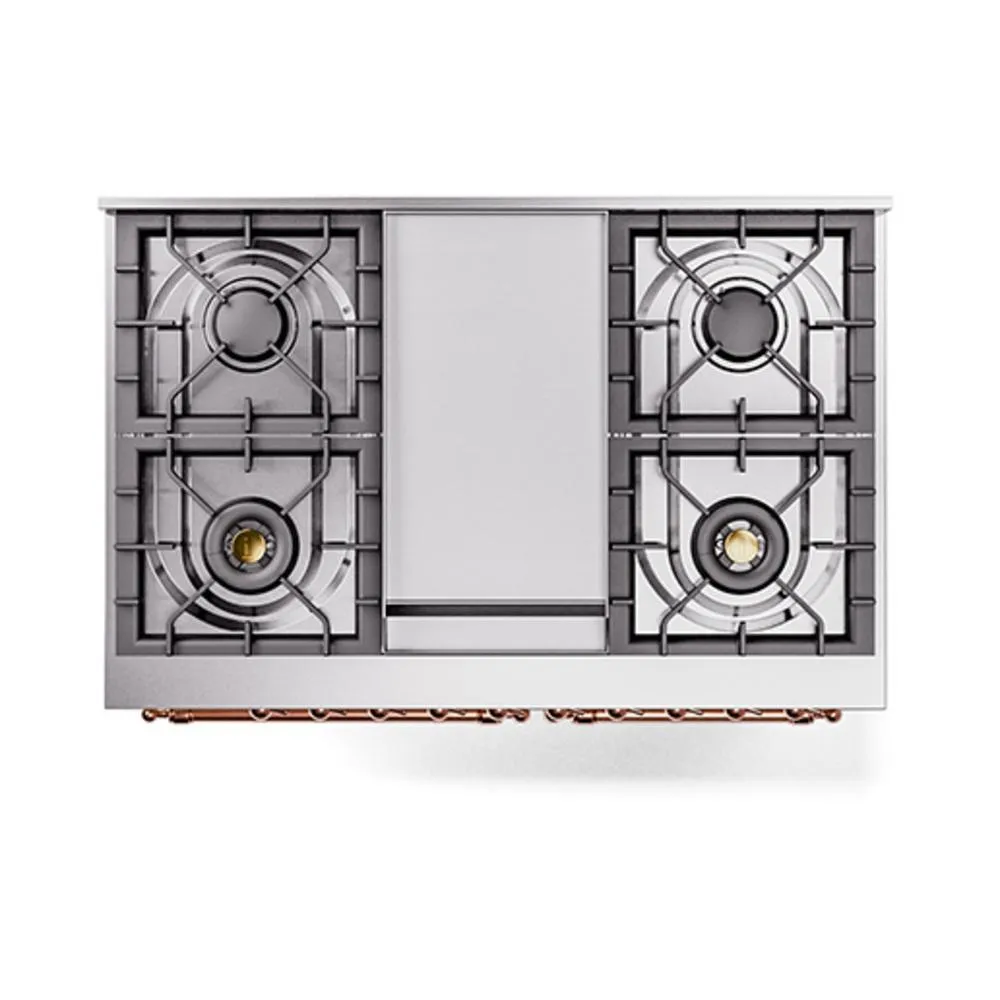 Ilve UND40FNMPAWPLP Ilve Und40Fnmpawplp Nostalgie Ii Noblesse 40" Dual Fuel Range (Liquid Propane, Triple Glass Door, Antique White, Copper)