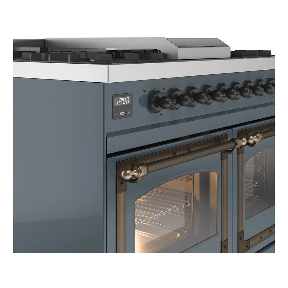 Ilve UND40FNMPBGBLP Ilve Und40Fnmpbgblp Nostalgie Ii Noblesse 40" Dual Fuel Range (Liquid Propane, Triple Glass Door, Blue Grey, Burnished)