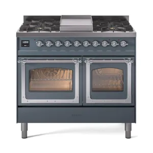 Ilve UND40FNMPBGCLP Ilve Und40Fnmpbgclp Nostalgie Ii Noblesse 40" Dual Fuel Range (Liquid Propane, Triple Glass Door, Blue Grey, Chrome)