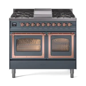 Ilve UND40FNMPBGPLP Ilve Und40Fnmpbgplp Nostalgie Ii Noblesse 40" Dual Fuel Range (Liquid Propane, Triple Glass Door, Blue Grey, Copper)