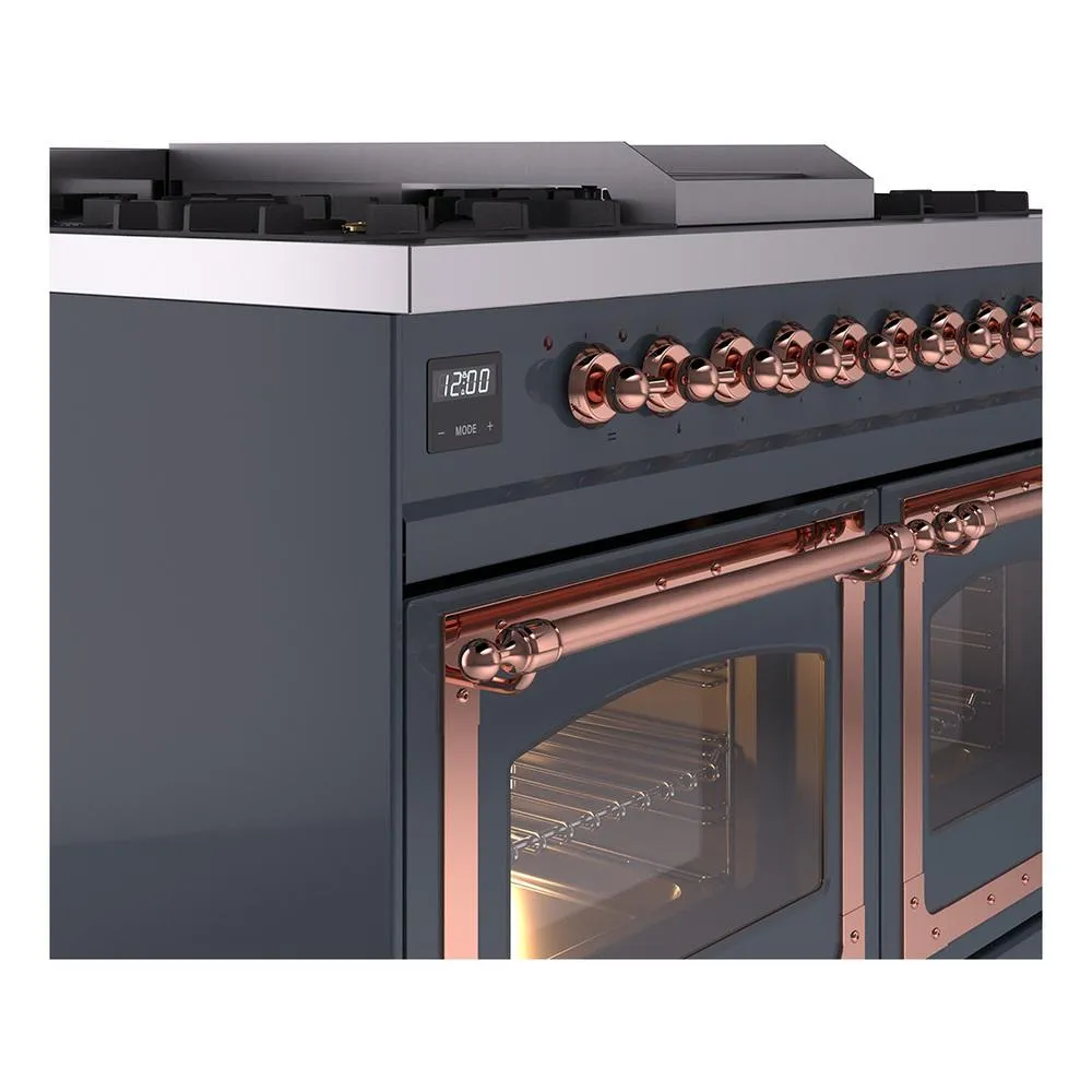 Ilve UND40FNMPBGPLP Ilve Und40Fnmpbgplp Nostalgie Ii Noblesse 40" Dual Fuel Range (Liquid Propane, Triple Glass Door, Blue Grey, Copper)