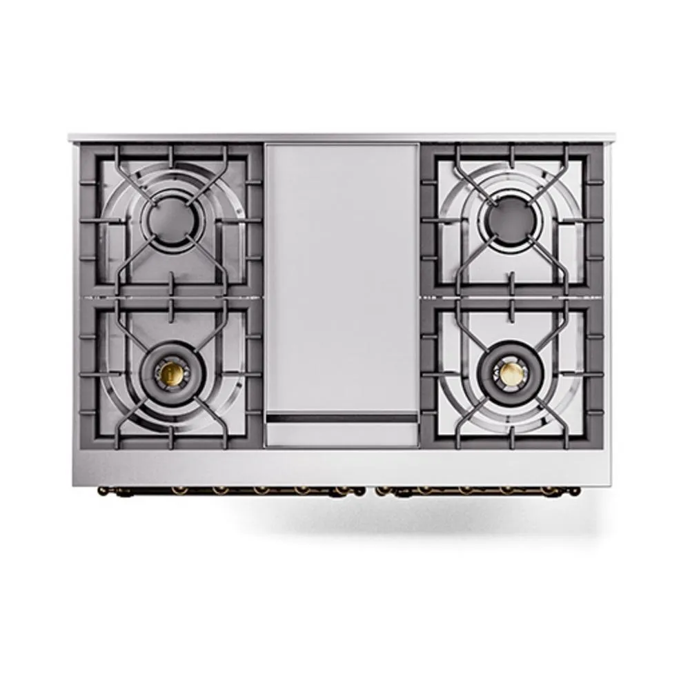 Ilve UND40FNMPBUB Ilve Und40Fnmpbub Nostalgie Ii Noblesse 40" Dual Fuel Range (Natural Gas, Triple Glass Door, Burgundy, Burnished)