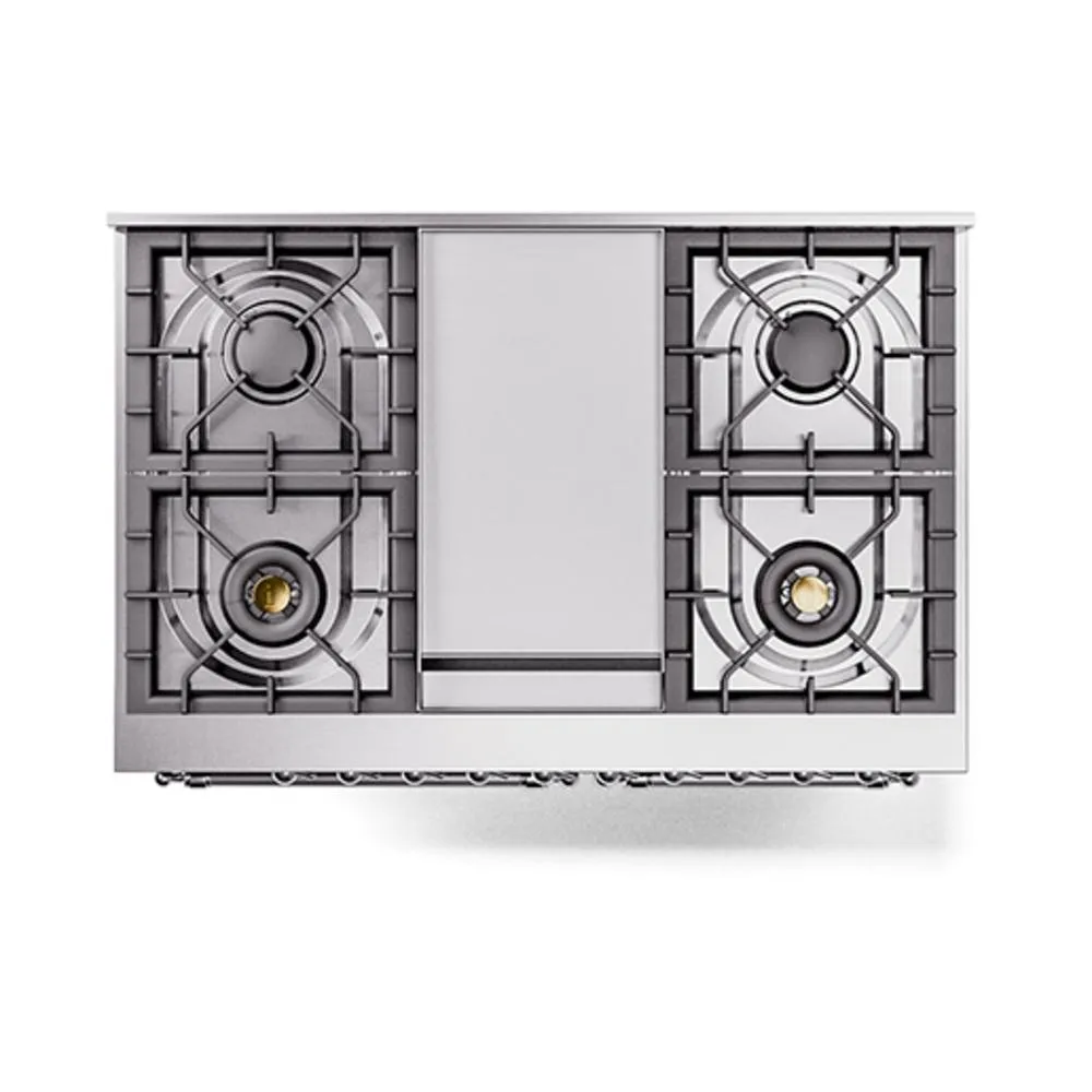 Ilve UND40FNMPBUC Ilve Und40Fnmpbuc Nostalgie Ii Noblesse 40" Dual Fuel Range (Natural Gas, Triple Glass Door, Burgundy, Chrome)
