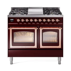 Ilve UND40FNMPBUP Ilve Und40Fnmpbup Nostalgie Ii Noblesse 40" Dual Fuel Range (Natural Gas, Triple Glass Door, Burgundy, Copper)