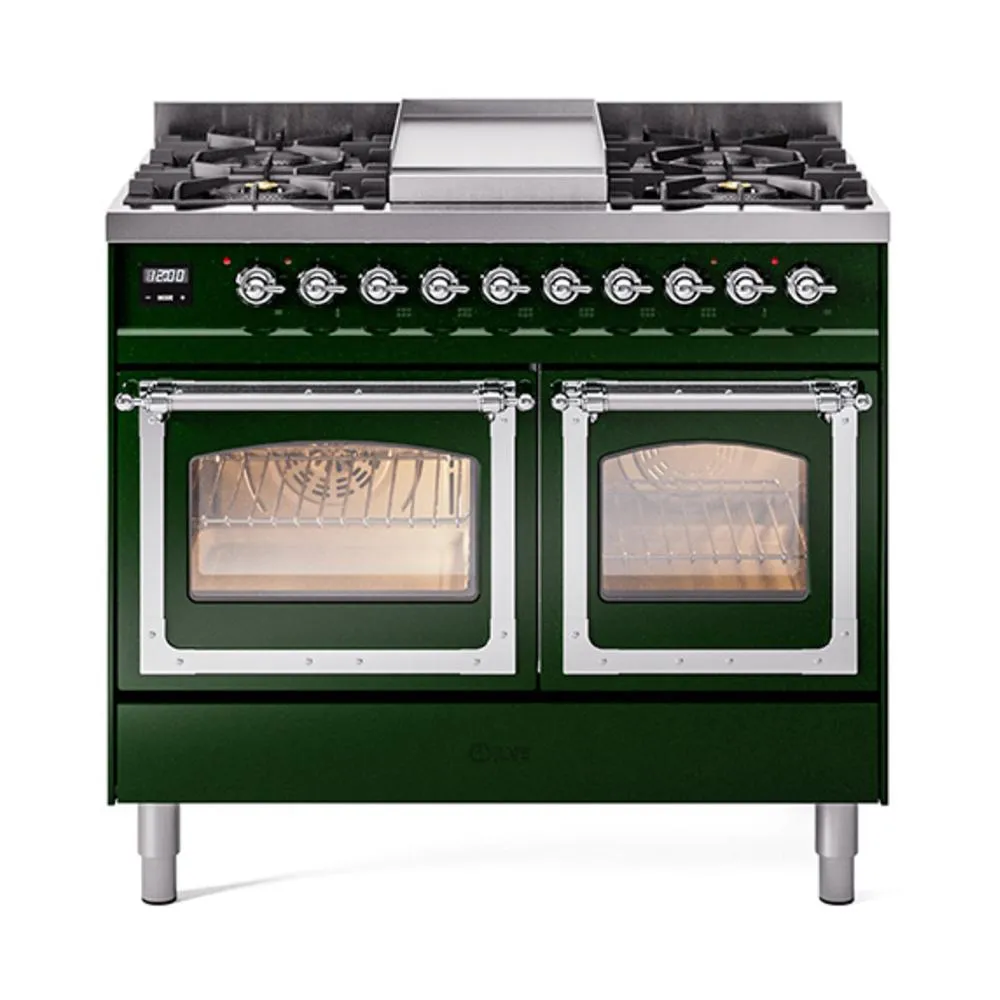 Ilve UND40FNMPEGC Ilve Und40Fnmpegc Nostalgie Ii Noblesse 40" Dual Fuel Range (Natural Gas, Triple Glass Door, Emerald Green, Chrome)