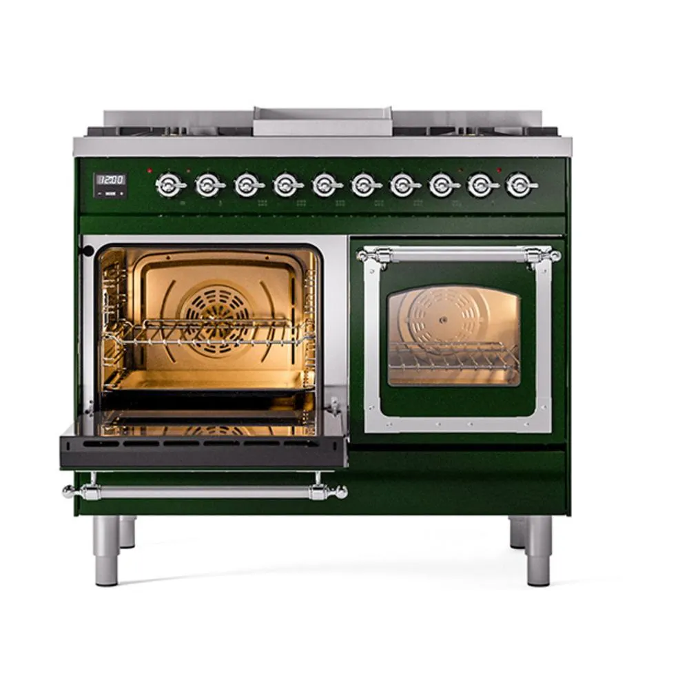 Ilve UND40FNMPEGC Ilve Und40Fnmpegc Nostalgie Ii Noblesse 40" Dual Fuel Range (Natural Gas, Triple Glass Door, Emerald Green, Chrome)