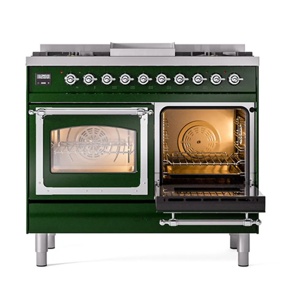 Ilve UND40FNMPEGC Ilve Und40Fnmpegc Nostalgie Ii Noblesse 40" Dual Fuel Range (Natural Gas, Triple Glass Door, Emerald Green, Chrome)