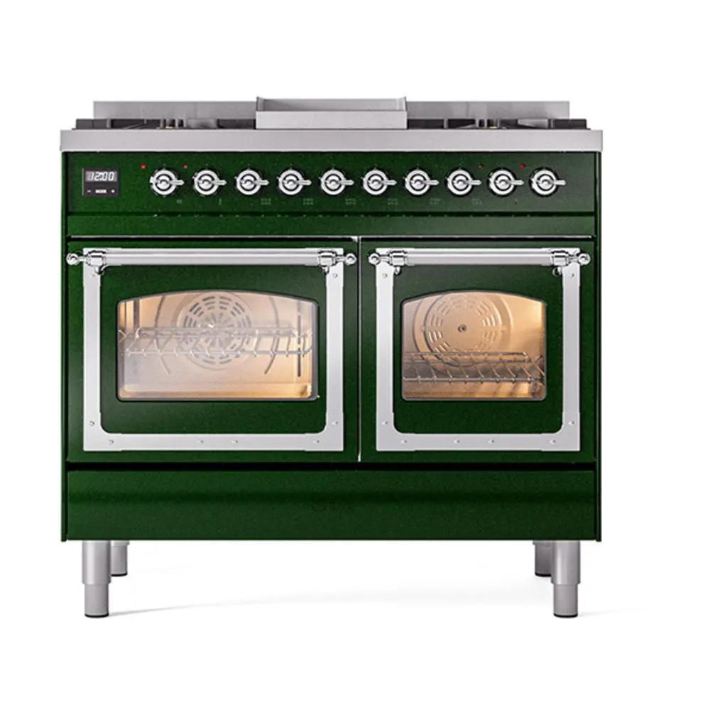 Ilve UND40FNMPEGC Ilve Und40Fnmpegc Nostalgie Ii Noblesse 40" Dual Fuel Range (Natural Gas, Triple Glass Door, Emerald Green, Chrome)
