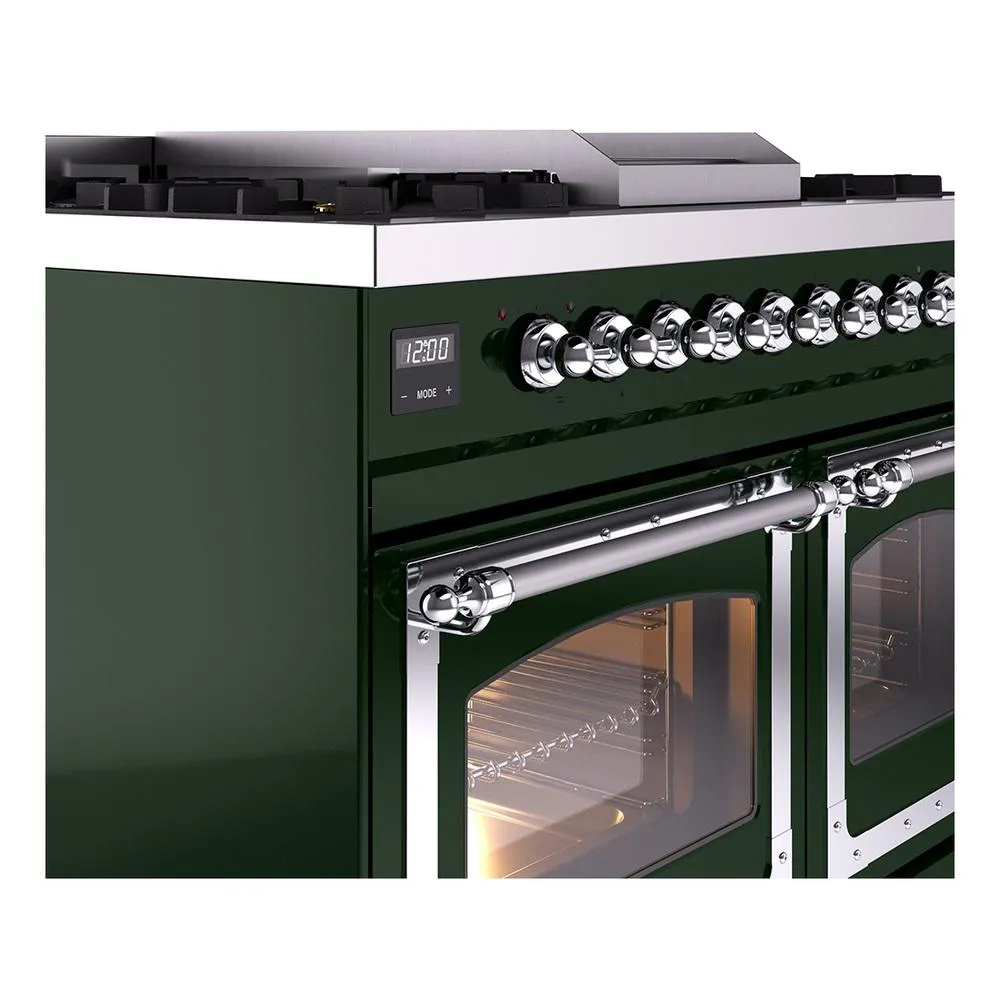 Ilve UND40FNMPEGC Ilve Und40Fnmpegc Nostalgie Ii Noblesse 40" Dual Fuel Range (Natural Gas, Triple Glass Door, Emerald Green, Chrome)