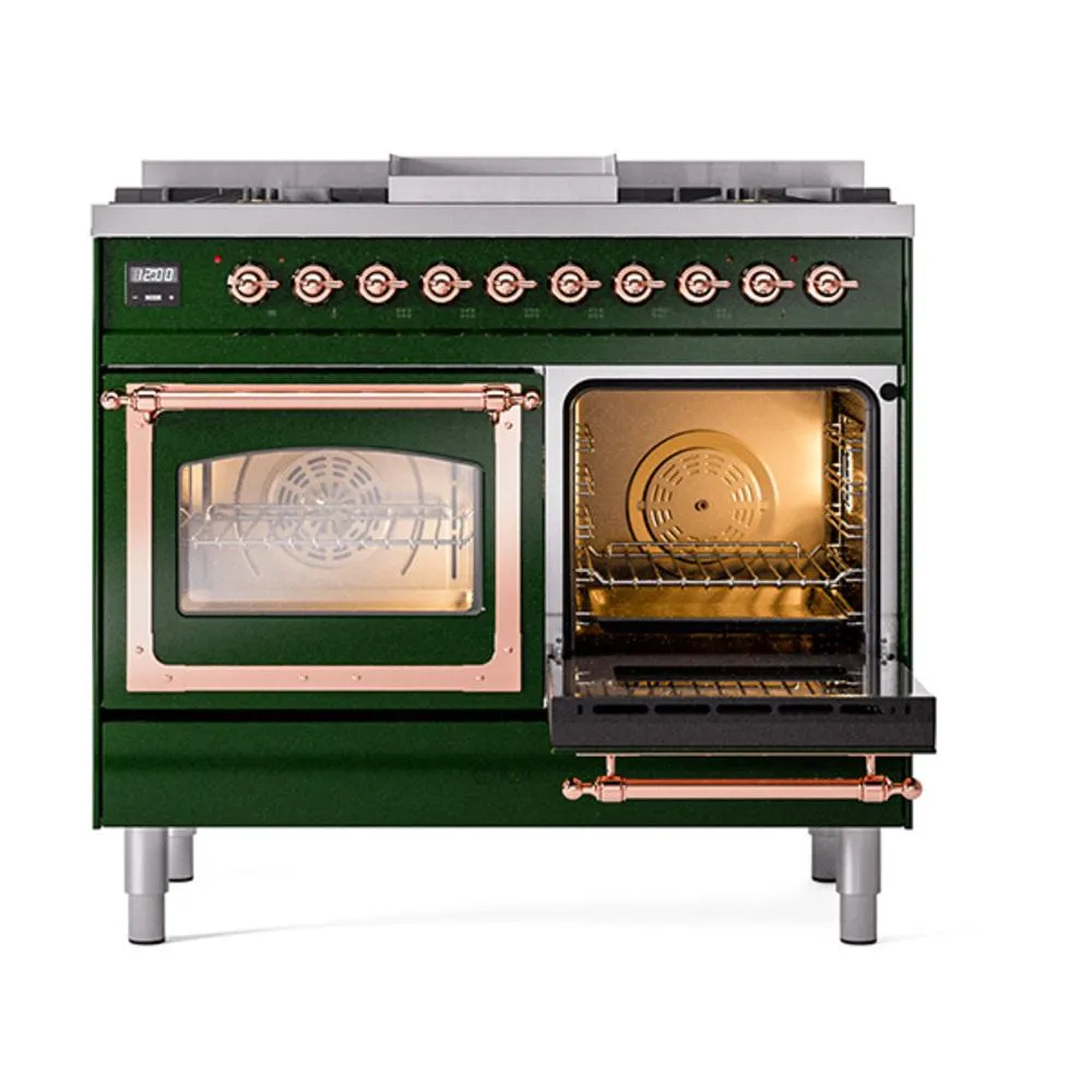 Ilve UND40FNMPEGPLP Ilve Und40Fnmpegplp Nostalgie Ii Noblesse 40" Dual Fuel Range (Liquid Propane, Triple Glass Door, Emerald Green, Copper)