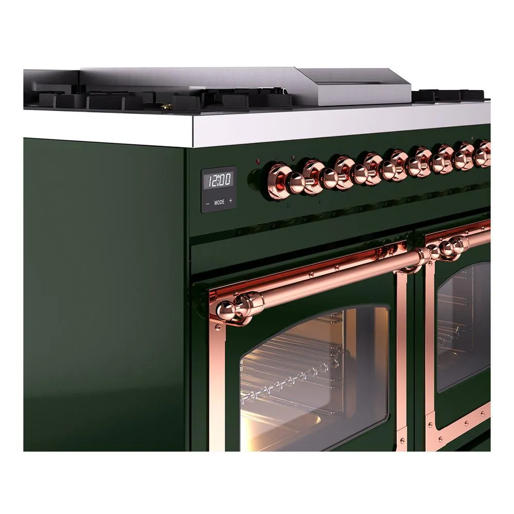 Ilve UND40FNMPEGPLP Ilve Und40Fnmpegplp Nostalgie Ii Noblesse 40" Dual Fuel Range (Liquid Propane, Triple Glass Door, Emerald Green, Copper)