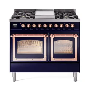 Ilve UND40FNMPMBPLP Ilve Und40Fnmpmbplp Nostalgie Ii Noblesse 40" Dual Fuel Range (Liquid Propane, Triple Glass Door, Midnight Blue, Copper)