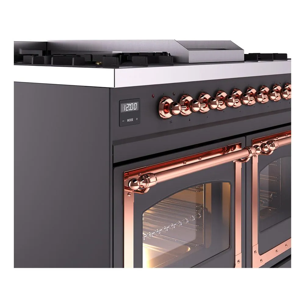 Ilve UND40FNMPMGPLP Ilve Und40Fnmpmgplp Nostalgie Ii Noblesse 40" Dual Fuel Range (Liquid Propane, Triple Glass Door, Graphite Matte, Copper)