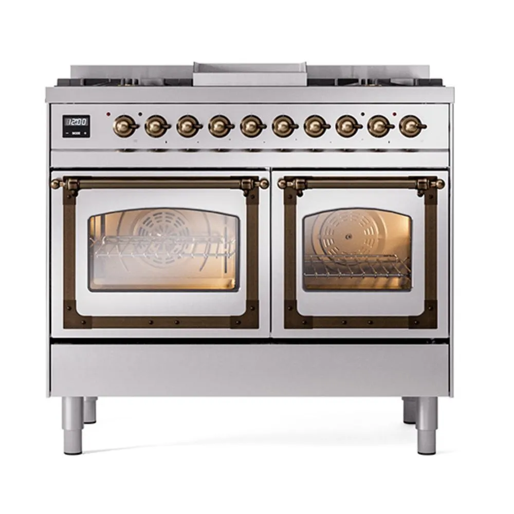 Ilve UND40FNMPSSB Ilve Und40Fnmpssb Nostalgie Ii Noblesse 40" Dual Fuel Range (Natural Gas, Triple Glass Door, Stainless Steel, Burnished)