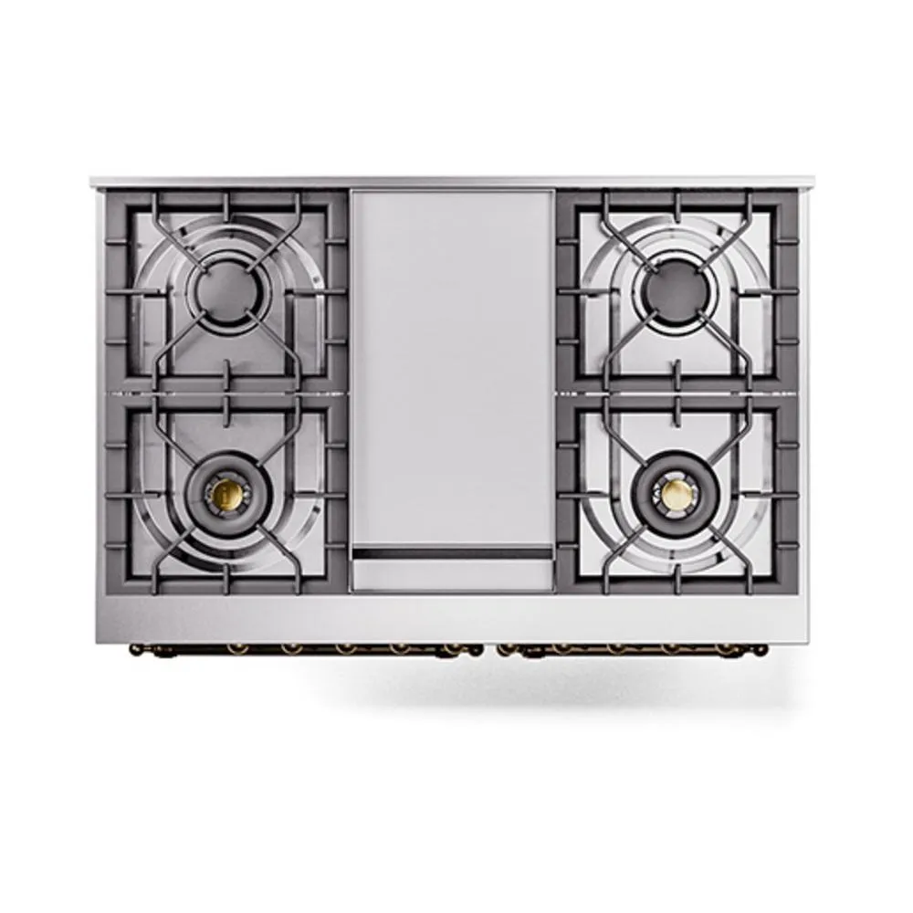 Ilve UND40FNMPSSB Ilve Und40Fnmpssb Nostalgie Ii Noblesse 40" Dual Fuel Range (Natural Gas, Triple Glass Door, Stainless Steel, Burnished)