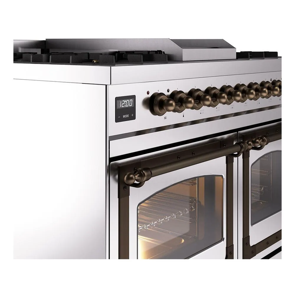 Ilve UND40FNMPSSB Ilve Und40Fnmpssb Nostalgie Ii Noblesse 40" Dual Fuel Range (Natural Gas, Triple Glass Door, Stainless Steel, Burnished)