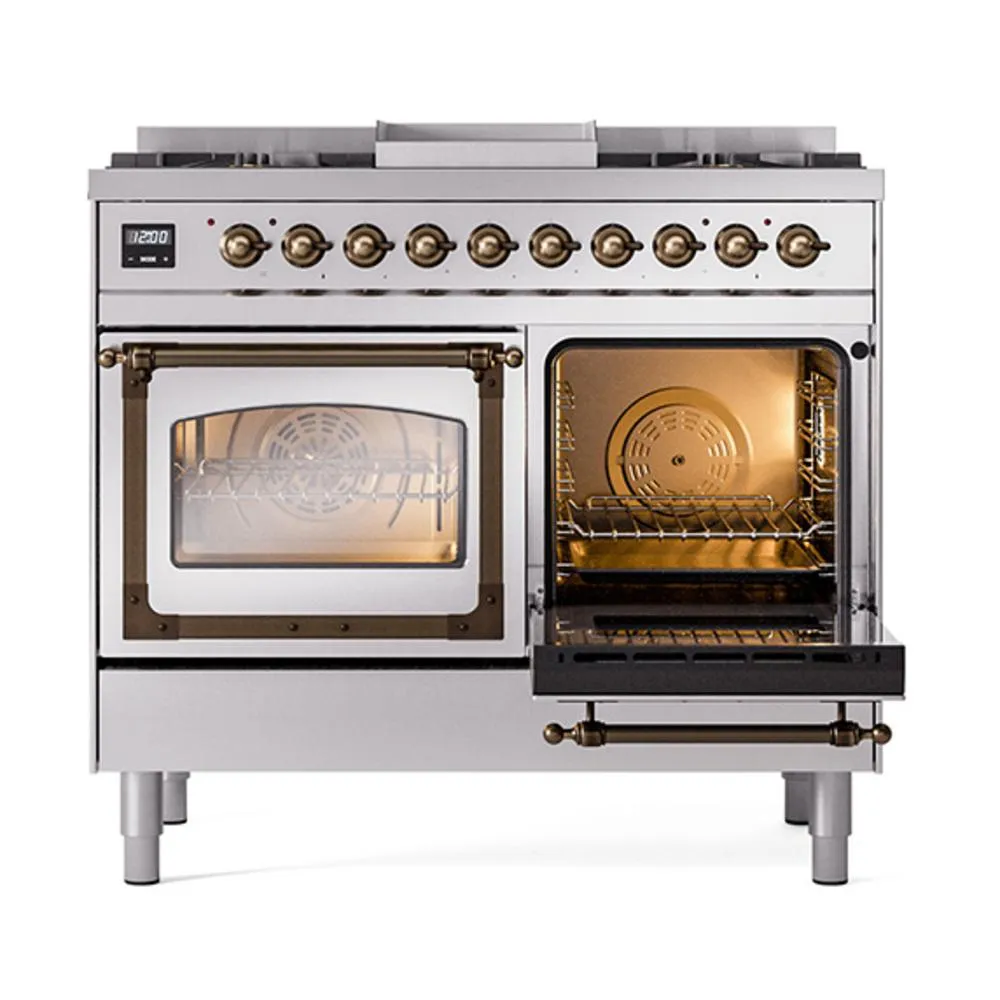 Ilve UND40FNMPSSB Ilve Und40Fnmpssb Nostalgie Ii Noblesse 40" Dual Fuel Range (Natural Gas, Triple Glass Door, Stainless Steel, Burnished)