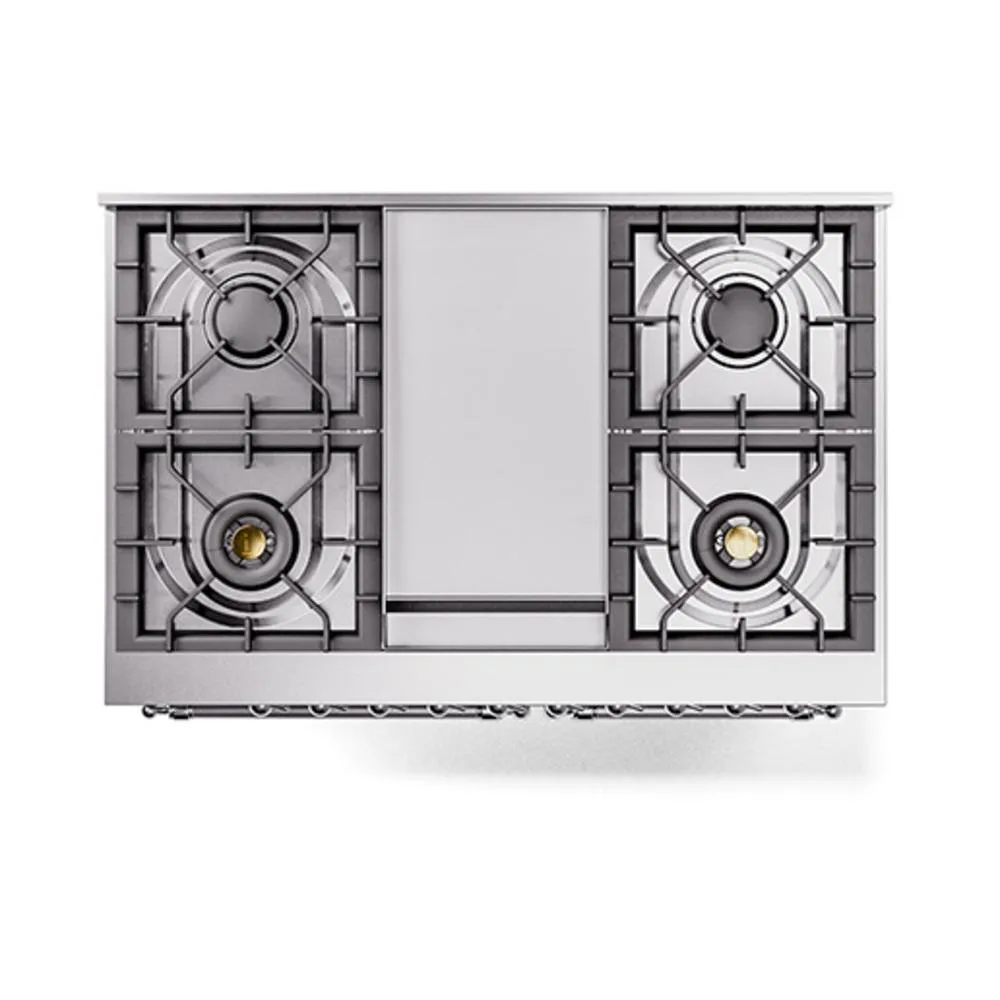 Ilve UND40FNMPSSCLP Ilve Und40Fnmpssclp Nostalgie Ii Noblesse 40" Dual Fuel Range (Liquid Propane, Triple Glass Door, Stainless Steel, Chrome)