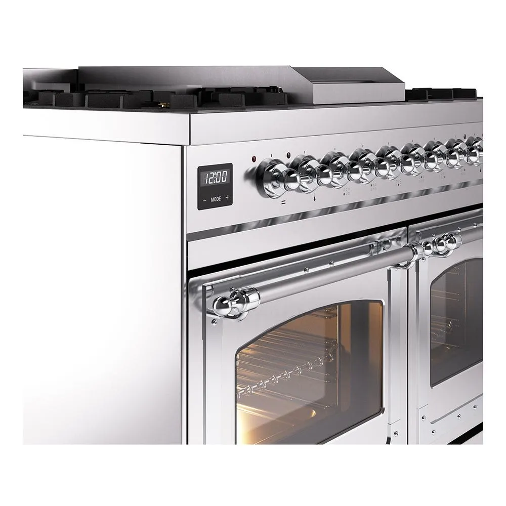 Ilve UND40FNMPSSCLP Ilve Und40Fnmpssclp Nostalgie Ii Noblesse 40" Dual Fuel Range (Liquid Propane, Triple Glass Door, Stainless Steel, Chrome)