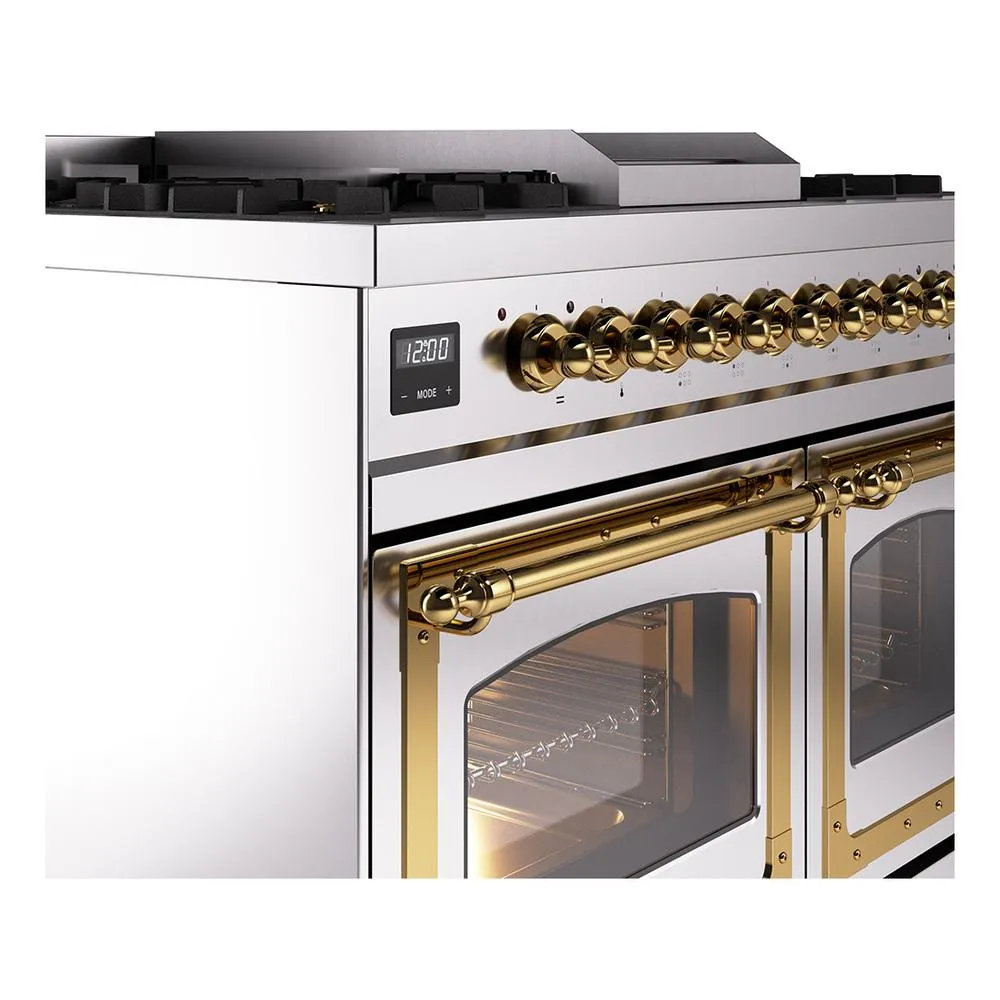 Ilve UND40FNMPSSGLP Ilve Und40Fnmpssglp Nostalgie Ii Noblesse 40" Dual Fuel Range (Liquid Propane, Triple Glass Door, Stainless Steel, Brass)