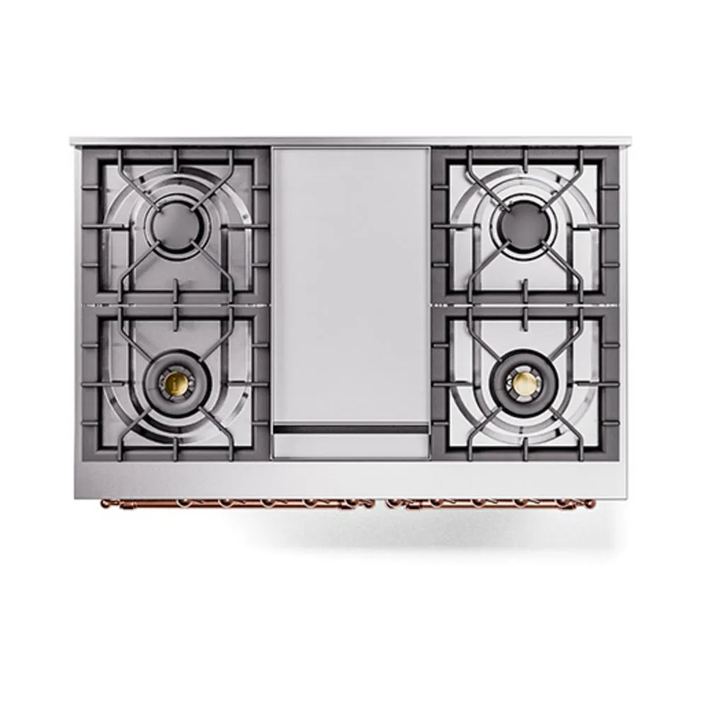 Ilve UND40FNMPSSPLP Ilve Und40Fnmpssplp Nostalgie Ii Noblesse 40" Dual Fuel Range (Liquid Propane, Triple Glass Door, Stainless Steel, Copper)