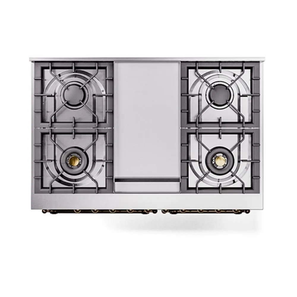 Ilve UND40FNMPWHBLP Ilve Und40Fnmpwhblp Nostalgie Ii Noblesse 40" Dual Fuel Range (Liquid Propane, Triple Glass Door, White, Burnished)
