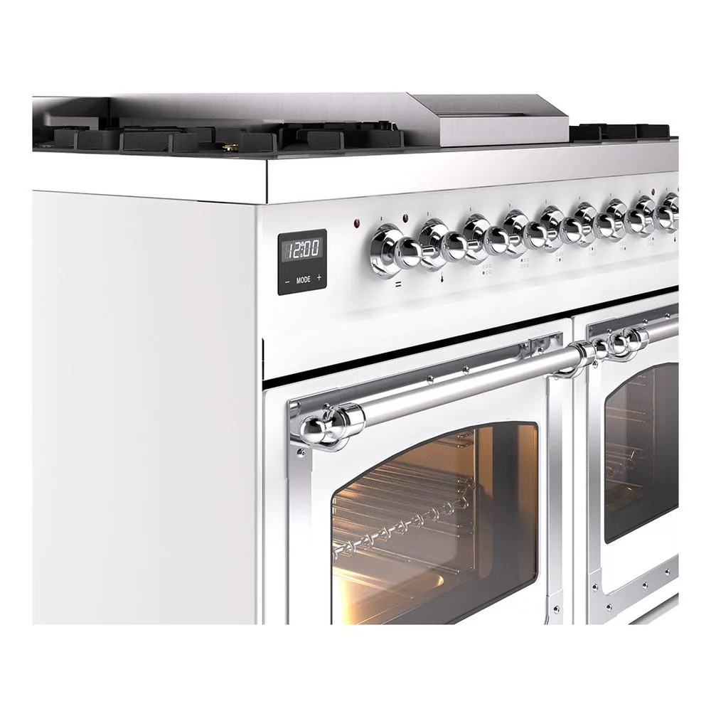 Ilve UND40FNMPWHC Ilve Und40Fnmpwhc Nostalgie Ii Noblesse 40" Dual Fuel Range (Natural Gas, Triple Glass Door, White, Chrome)