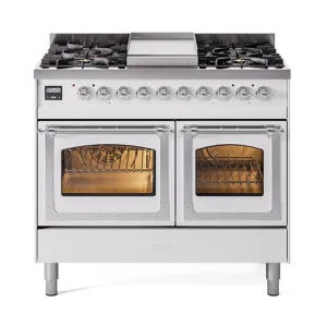 Ilve UND40FNMPWHC Ilve Und40Fnmpwhc Nostalgie Ii Noblesse 40" Dual Fuel Range (Natural Gas, Triple Glass Door, White, Chrome)