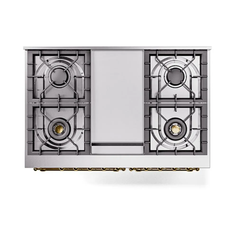 Ilve UND40FQNMPAWGLP Ilve Und40Fqnmpawglp Nostalgie Ii Noblesse 40" Dual Fuel Range (Liquid Propane, Solid Door, Antique White, Brass)