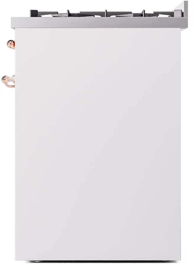Ilve UP30NMPWHPLP Nostalgie Ii 30 Inch Dual Fuel Liquid Propane Freestanding Range In White With Copper Trim
