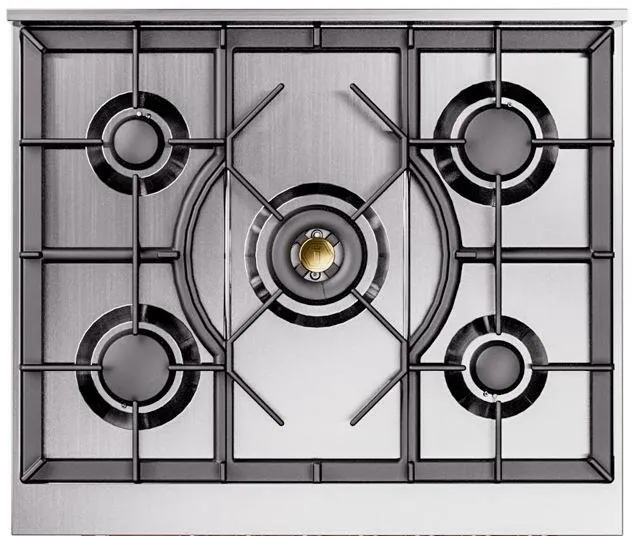 Ilve UP30NMPWHPLP Nostalgie Ii 30 Inch Dual Fuel Liquid Propane Freestanding Range In White With Copper Trim