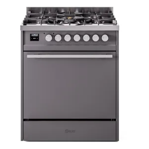 Ilve UP30QMPMG Professional Plus Ii 30 Inch Dual Fuel Natural Gas Freestanding Range In Matte Graphite With Trim