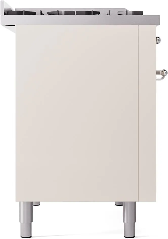 Ilve UP48FNMPAWCLP Nostalgie Ii 48 Inch Dual Fuel Liquid Propane Freestanding Range In Antique White With Chrome Trim