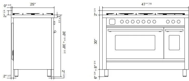 Ilve UP48FWMPWH Professional Plus Ii 48 Inch Dual Fuel Natural Gas Freestanding Range In White With Trim