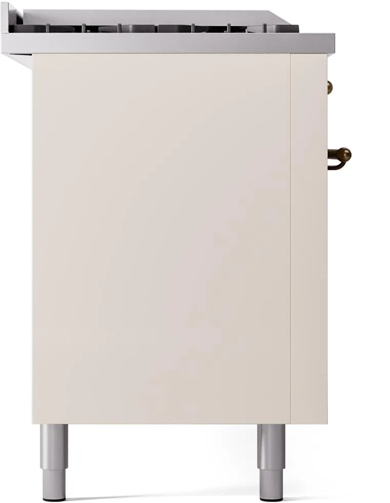 Ilve UP60FSNMPAWB Nostalgie Ii 60 Inch Dual Fuel Natural Gas Freestanding Range In Antique White With Bronze Trim