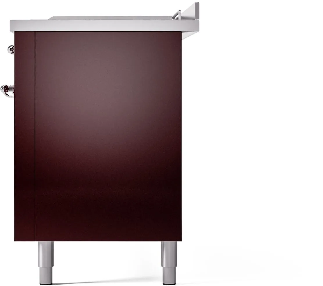 Ilve UP60FSNMPBUCLP Nostalgie Ii 60 Inch Dual Fuel Liquid Propane Freestanding Range In Burgundy With Chrome Trim