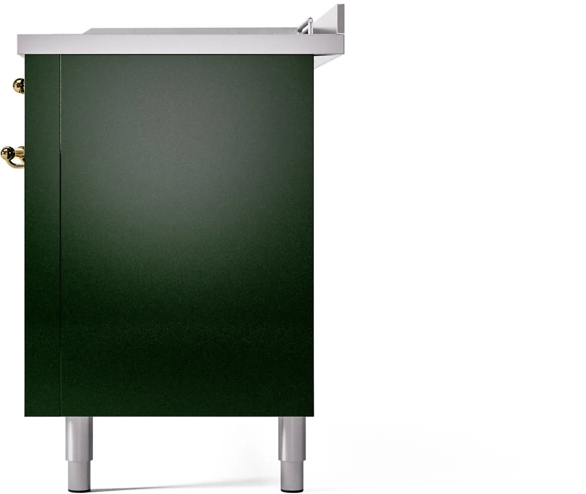 Ilve UP60FSNMPEGG Nostalgie Ii 60 Inch Dual Fuel Natural Gas Freestanding Range In Emerald Green With Brass Trim