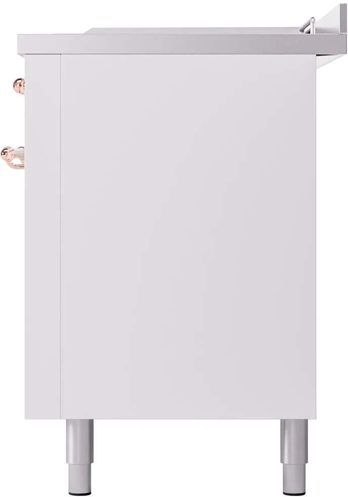 Ilve UP60FSNMPWHPLP Nostalgie Ii 60 Inch Dual Fuel Liquid Propane Freestanding Range In White With Copper Trim