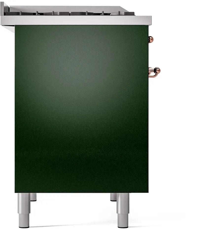 Ilve UPD40FNMPEGPLP Nostalgie Ii 40 Inch Dual Fuel Liquid Propane Freestanding Range In Emerald Green With Copper Trim